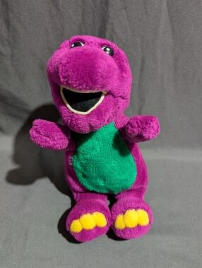 Vtg Barney Dinosaur Plush 9" Stuffed Animal Toy Purple Green The Lyons Group